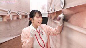 『心優しいナースがズラりと並んだチ○ポから手コキで担当患者のチ○ポ当てに挑戦！！』爆乳新人ナースが立ち並ぶ数多のチ○ポを触診検査…からの突然のデカチンぶっこみで困惑絶頂！デカパイを荒ぶらせながらガチイキ中出し昇天☆【街角素人モニタリング♯えな♯21歳】-6