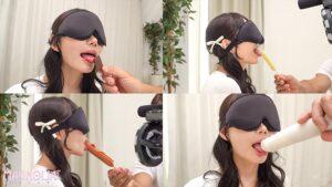 『唇美人な女子大生限定!!お口の中身を当ててみて?』モデル並みのキレかわツインテJDが目隠しして色んな物を食感テイスティング☆突然現れたデカチンに困惑しながら下のお口でもジュボジュボ…痙攣止まらず本気イキ中出しパコパコ♪【街角素人モニタリング♯まなか】-2