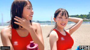 小麦色ボディがエロい！ビーチバレー美少女4人にガンガン中出しした夏の夜【つばき/なな/なの/ちなみ】Ver.なの＆ちなみ-1