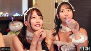 紅白の可愛いサンタコスを纏った美女たちと乱交SEX!抜群のプロポーションに度肝を抜かされた男たちはフル勃起!まさに性なる夜といわんばかりのクリスマスナイトに発展!【ことね/まいな/えみ/ななみ】Verえみ&ななみ-2